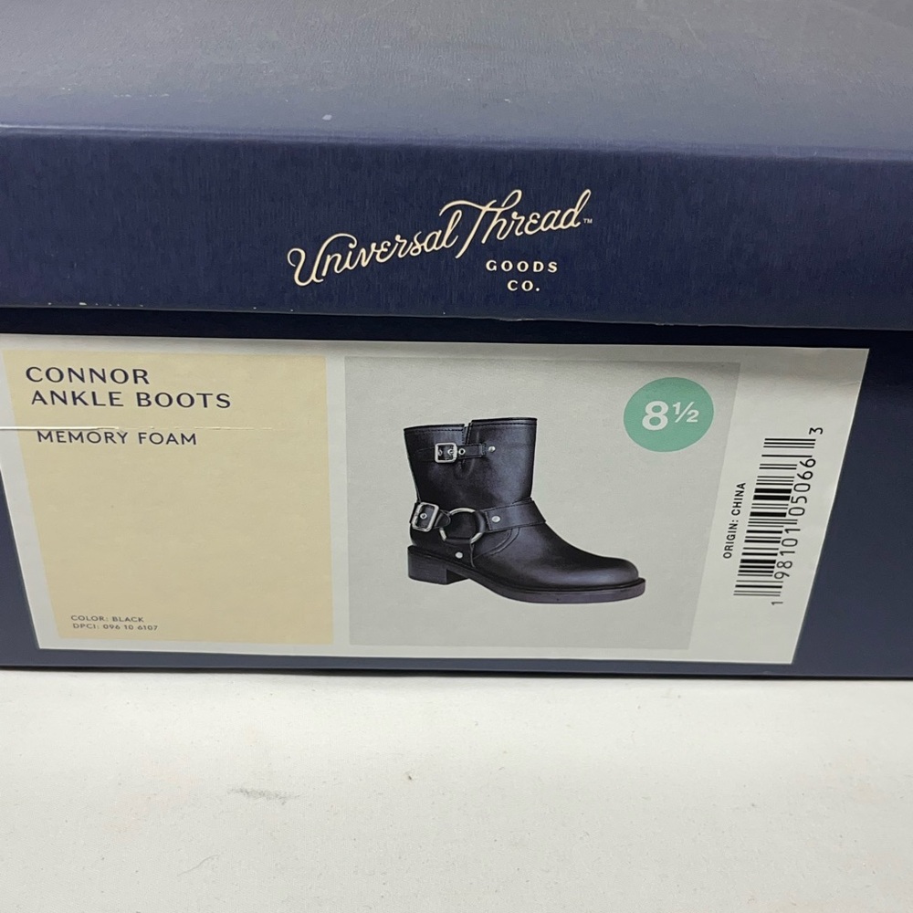 UNIVERSAL THREADS CONNER WOMENS ANKLE BOOT FAUX LEATHER W/BUCKLES BLACK SZ 8.5 - Picture 13 of 14